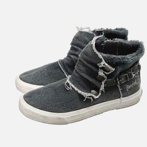 Blowfish Womens Textile Ankle Boots Shearling Lining Sz 8.5 Gray